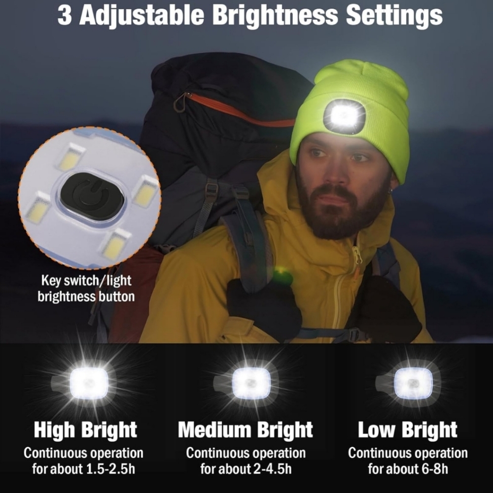 LED Beanie,USB Rechargeable - Picture 4 of 7